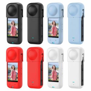 Protective Case with Lens Cap Anti-Slip Silicone Cover Sleeve for Insta360 X4  |   Others Camera Black/Blue/Red/White